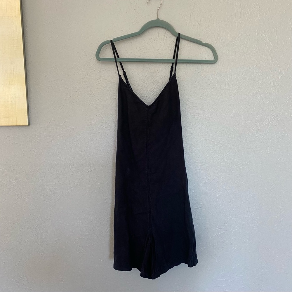 Linen Navy Romper